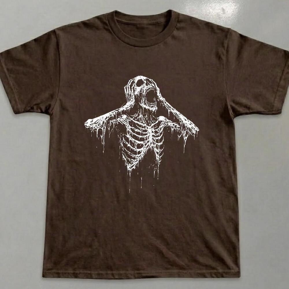 Brown Skeleton Graphic Tee